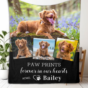 Custom Dog Memorial Pet Loss Remembrance 4 Photo Fleece Blanket