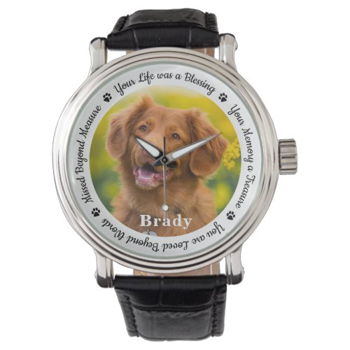 Custom Dog Memorial Remembrance Pet Photo Watch