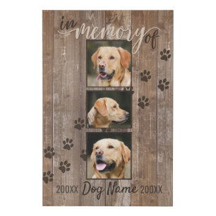 Custom Dog Memorial Rustic Wood Look Faux Canvas Print