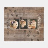 Custom Dog Memorial Rustic Wood Look Fleece Blanket (Front (Horizontal))