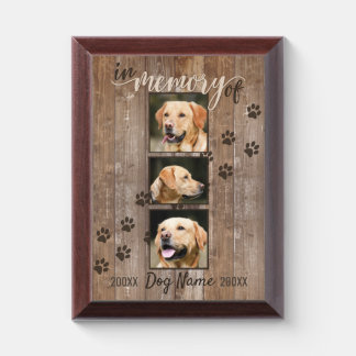 Custom Dog Memorial Rustic Wood Look Keepsake Award Plaque