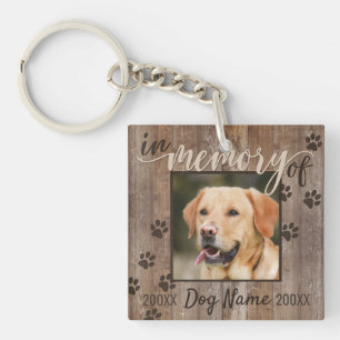 Custom Dog Memorial Rustic Wood Look Keepsake Keychain