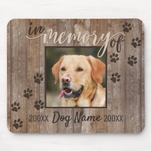 Custom Dog Memorial Rustic Wood Look Keepsake Mouse Pad