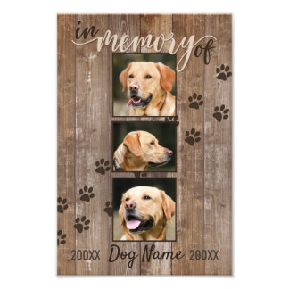 Custom Dog Memorial Rustic Wood Look Keepsake Photo Print