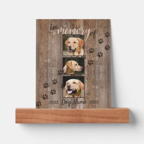 Custom Dog Memorial Rustic Wood Look Keepsake Picture Ledge