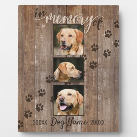 Custom Dog Memorial Rustic Wood Look Keepsake Plaque