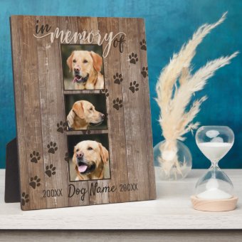 Custom Dog Memorial Rustic Wood Look Keepsake Plaque | Zazzle