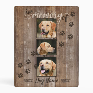 Custom Dog Memorial Rustic Wood Look Mini Binder