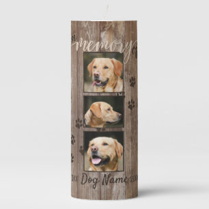 Custom Dog Memorial Rustic Wood Look Pillar Candle