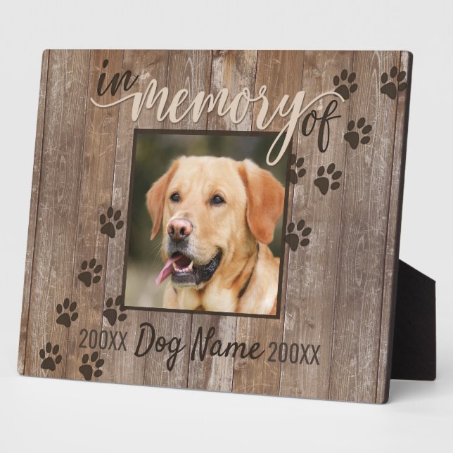 Custom Dog Memorial Rustic Wood Look Plaque (Side)