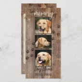 Custom Dog Memorial Rustic Wood Look Sympathy Card (Front/Back)