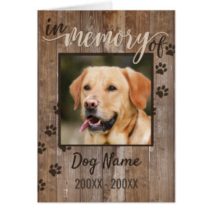 Custom Dog Memorial Rustic Wood Look Sympathy Cards