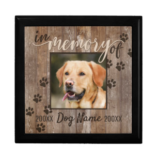 Custom Dog Memorial Rustic Wood Look Urn Gift Box