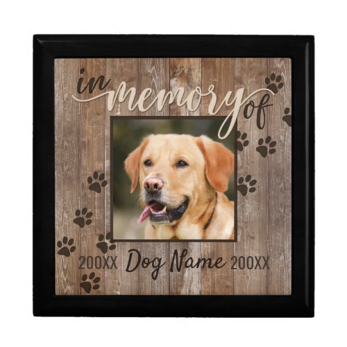 Custom Dog Memorial Rustic Wood Look Urn Gift Box