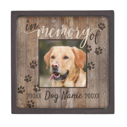 Custom Dog Memorial Rustic Wood Look Urn Gift Box