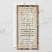 Custom Dog Memorial Rustic Wood Poem Sympathy Card (Back)