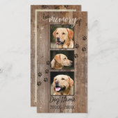 Custom Dog Memorial Rustic Wood Poem Sympathy Card (Front/Back)
