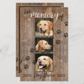 Custom Dog Memorial Rustic Wood Rainbow Card (Front/Back)