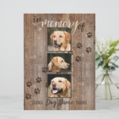 Custom Dog Memorial Rustic Wood Rainbow Card (Standing Front)