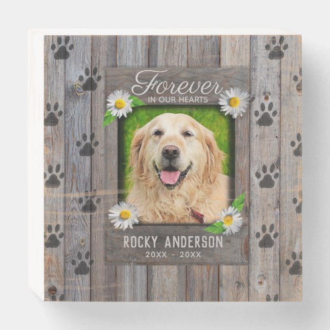 Custom Dog Memorial Rustic Wood Wooden Box Sign (Front Horizontal)