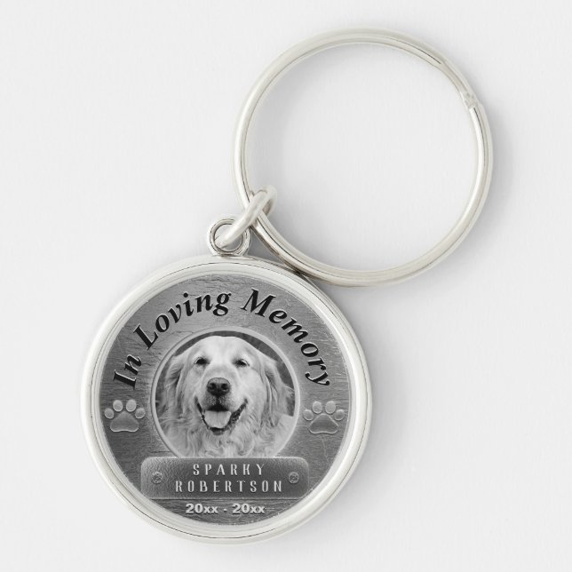 Custom Dog Memorial Silver Keychain (Front)