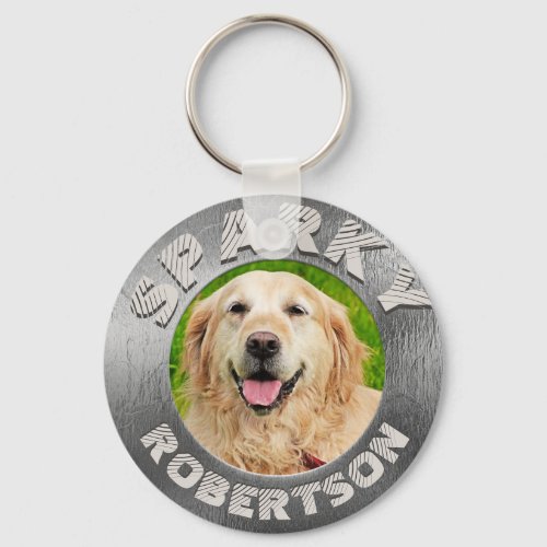 Custom Dog Memorial Silver Metallic Look Keychain