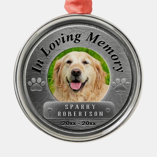 Custom Dog Memorial Silver Ornament