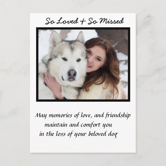 Custom Dog Memorial Sympathy Postcard (Front)