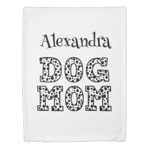 Custom Dog Mom Black and White Dalmatian Print Duvet Cover