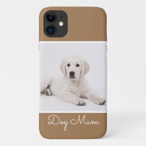 Custom Dog Mom Photo Script Simple Modern Minimal  iPhone 11 Case