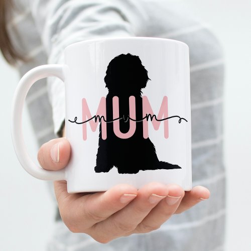 Custom Dog Mom Pink and Black Doodle Lover Coffee Mug