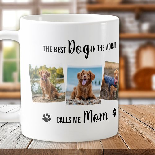 Custom Dog Mom White Photo Collage Coffee Mug
