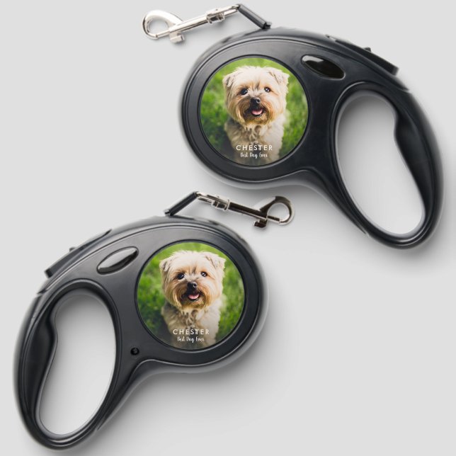 Custom Dog Name and Photo, Dog Lover, Personalized Retractable Pet Leash (Front & Back)