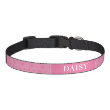 Custom Dog Name Baby Pink Paws Pet Collar