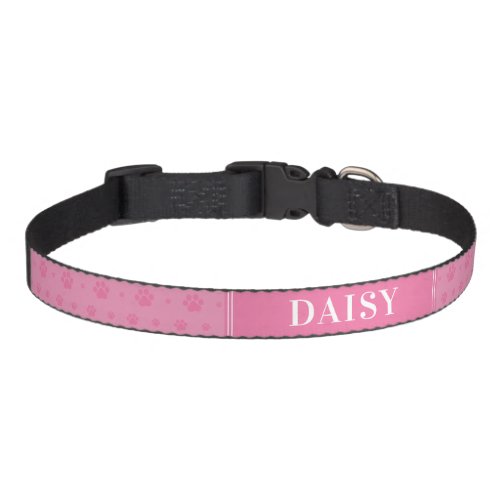 Custom Dog Name Baby Pink Paws Pet Collar