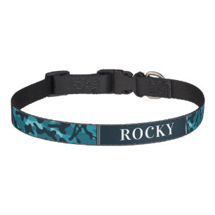 Custom Dog Name Blue Camouflage Pet Collar