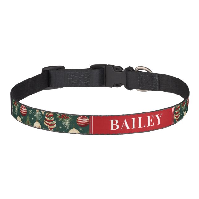 Custom Dog Name Christmas Pet Collar (Front)