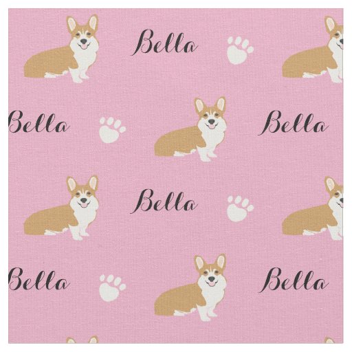 Custom Dog Name Corgi Fabric