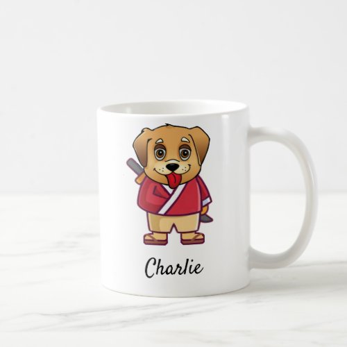 Custom Dog Name  Cute Samurai Pet Coffee Mug