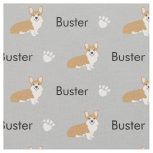 Custom Dog Name Fabric - corgi dog fabric