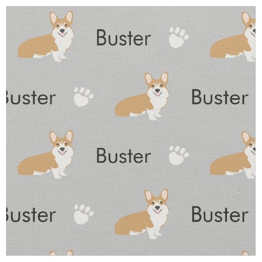 Custom Dog Name Fabric - corgi dog fabric