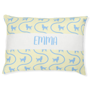 Custom Dog Name   Golden Retriever Icy Blue Wave Pet Bed