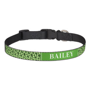 Custom Dog Name Green Leopard Pet Collar