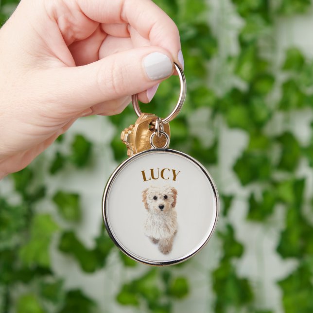 Custom Dog & Name Keychain – Personalized Pet Love (Hand)