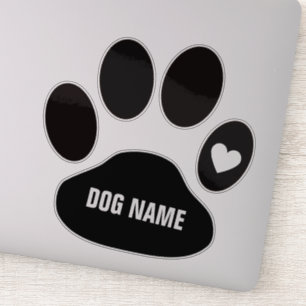 Custom Dog Name on Paw Sticker