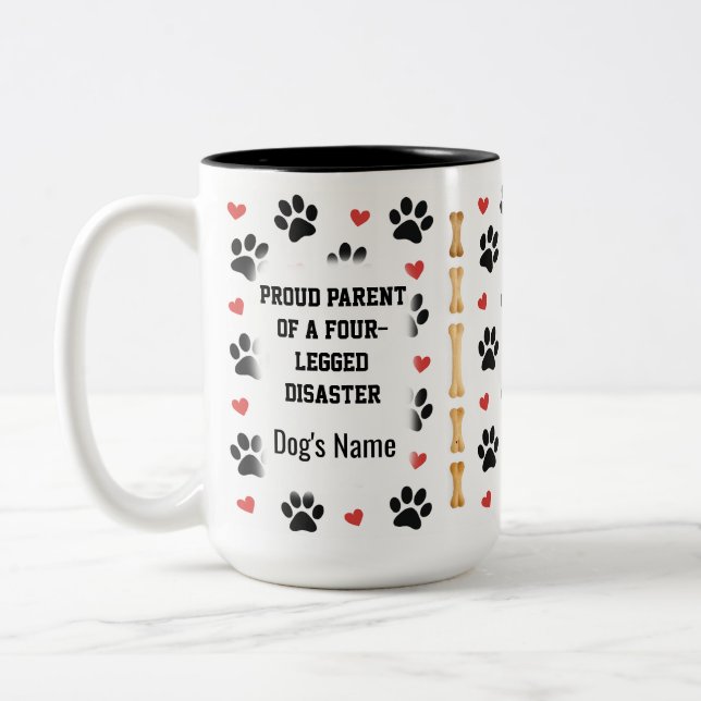 Custom Dog Name Photo Gift Two-Tone Coffee Mug (Left)