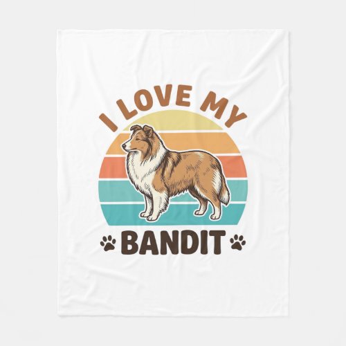 Custom Dog Name Retro Sunset Pet Lover Design_1 Fleece Blanket