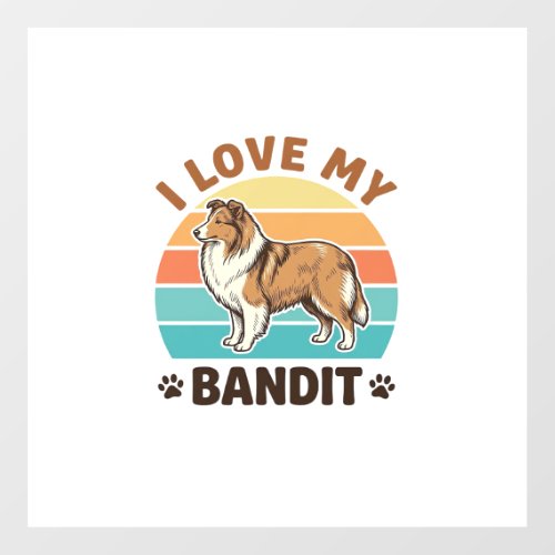 Custom Dog Name Retro Sunset Pet Lover Design_1 Floor Decals