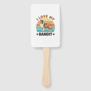 Custom Dog Name Retro Sunset Pet Lover Design_1 Hand Fan