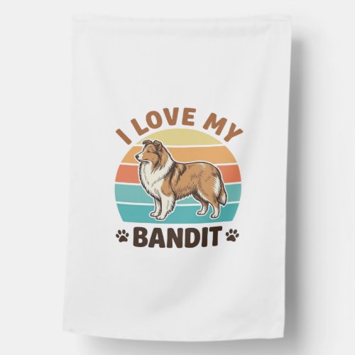 Custom Dog Name Retro Sunset Pet Lover Design_1 House Flag